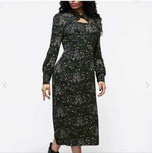 Disturbia Enchanted Moon OWL Black and Gold Long Sleeve Dress